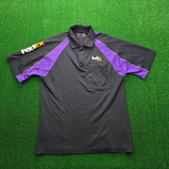 Fedex Express Polo Shirt Mens Medium Black Bundle Lot of 2 Employee Uniform Work - Picture 2 of 12